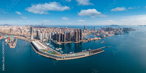 Aerial photography panoramic view of the city coastline of Qingdao, China © 昊 周