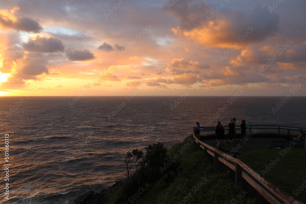 Fotografie Sunset in Byron Bay near lighthouse.