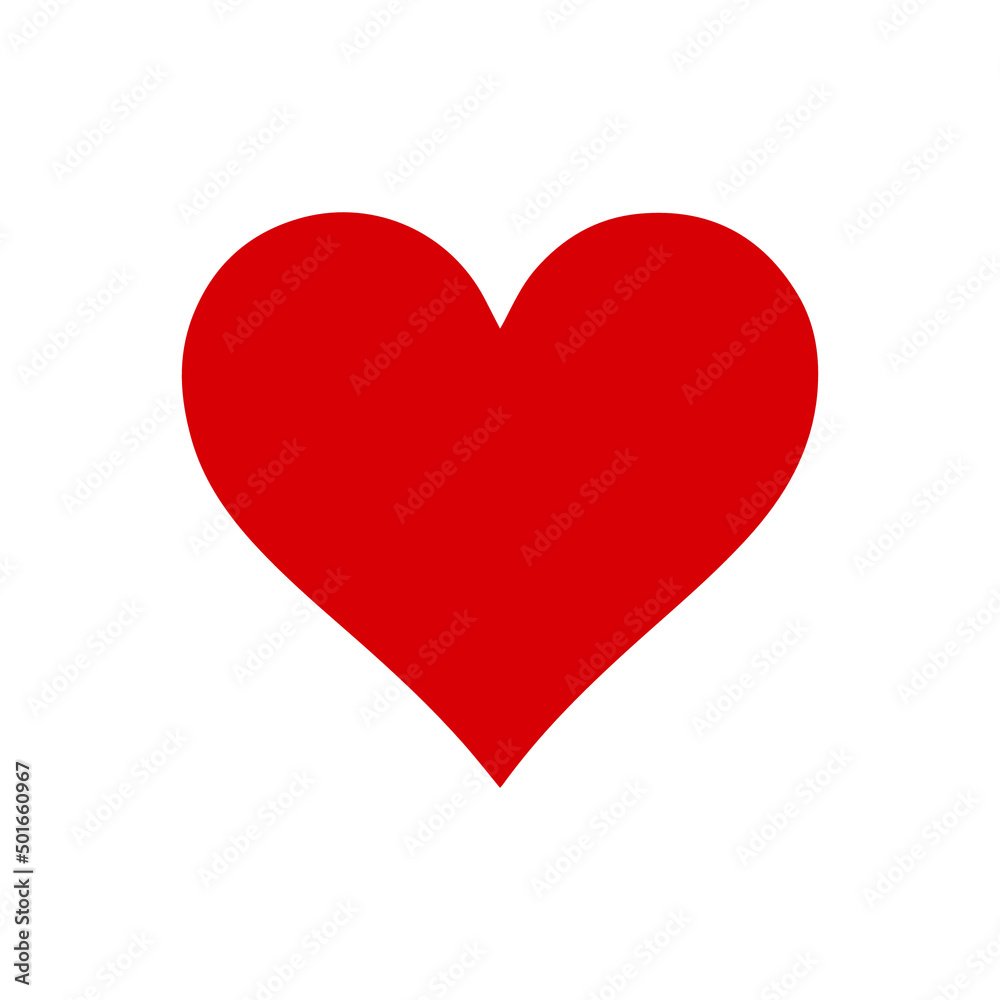 Vector flat heart shape isolated white background