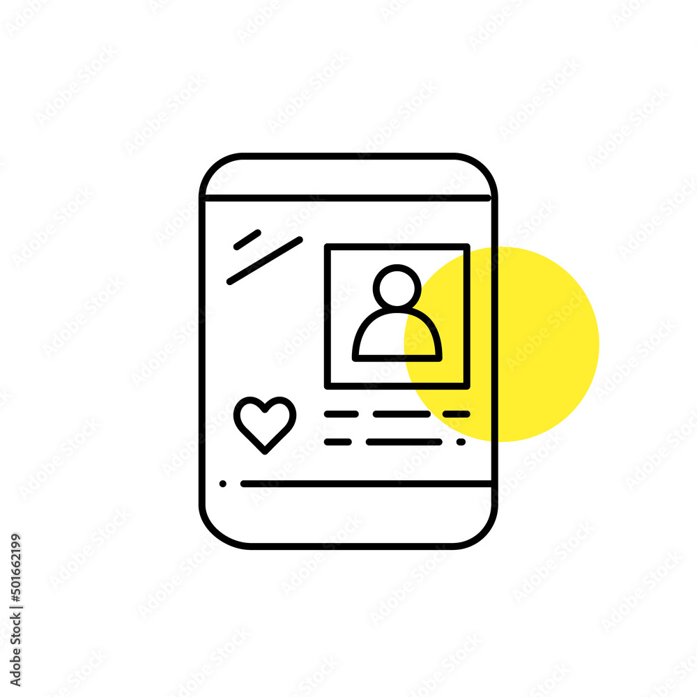 Social media profile on a tablet. Pixel perfect, editable stroke line icon