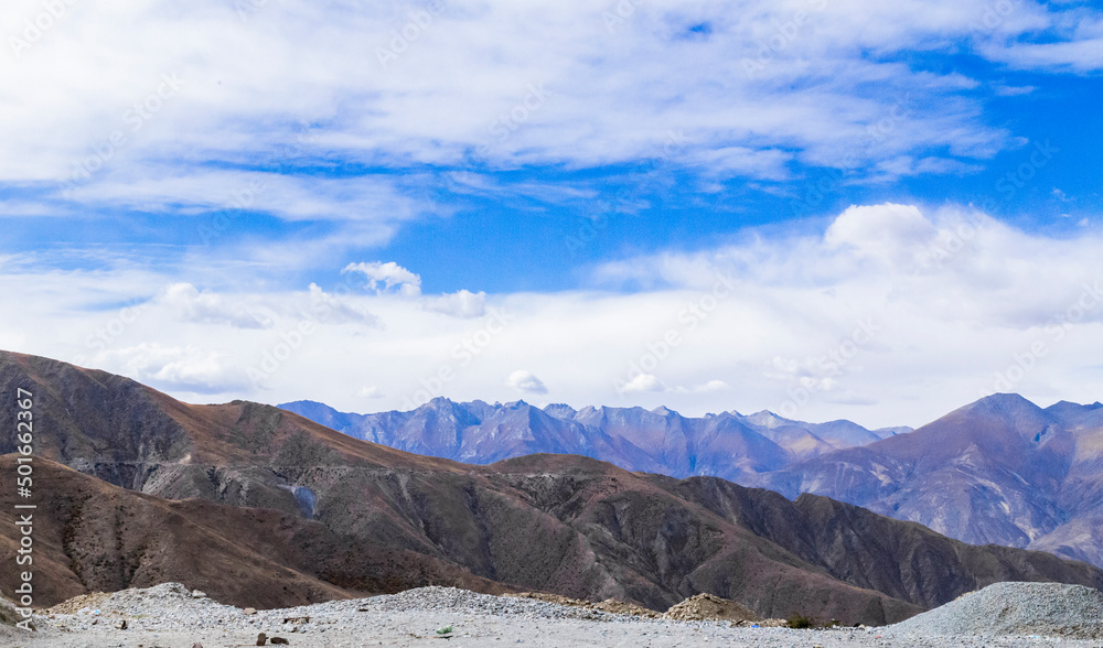 Natural scenery of blue sky mountains in Tibet