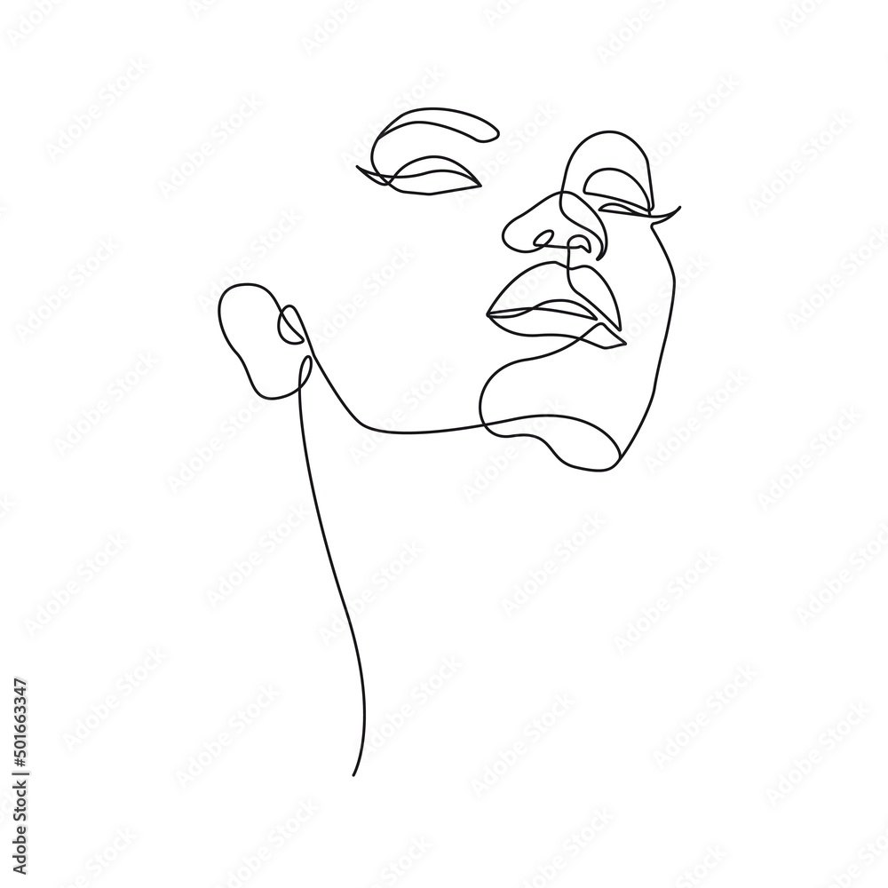 The abstract face one line art drawing illustration Drawing by Julien -  Fine Art America