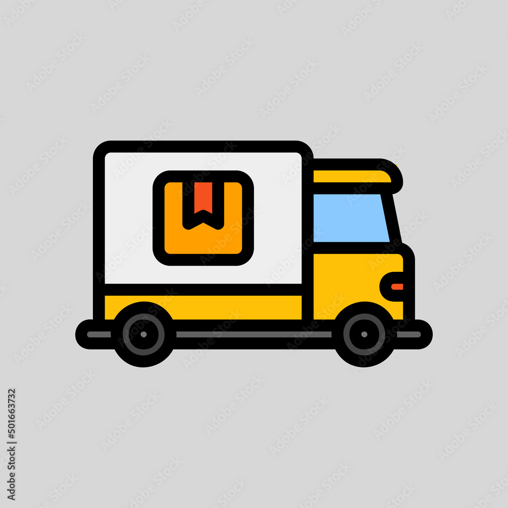 Delivery truck icon in filled line style, use for website mobile app presentation