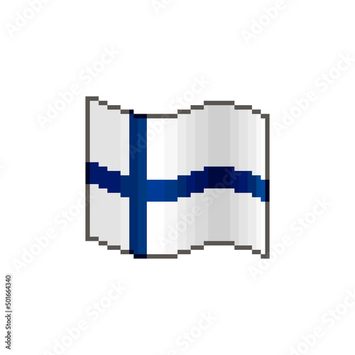 colorful simple vector flat pixel art illustration of waving flag of Finland