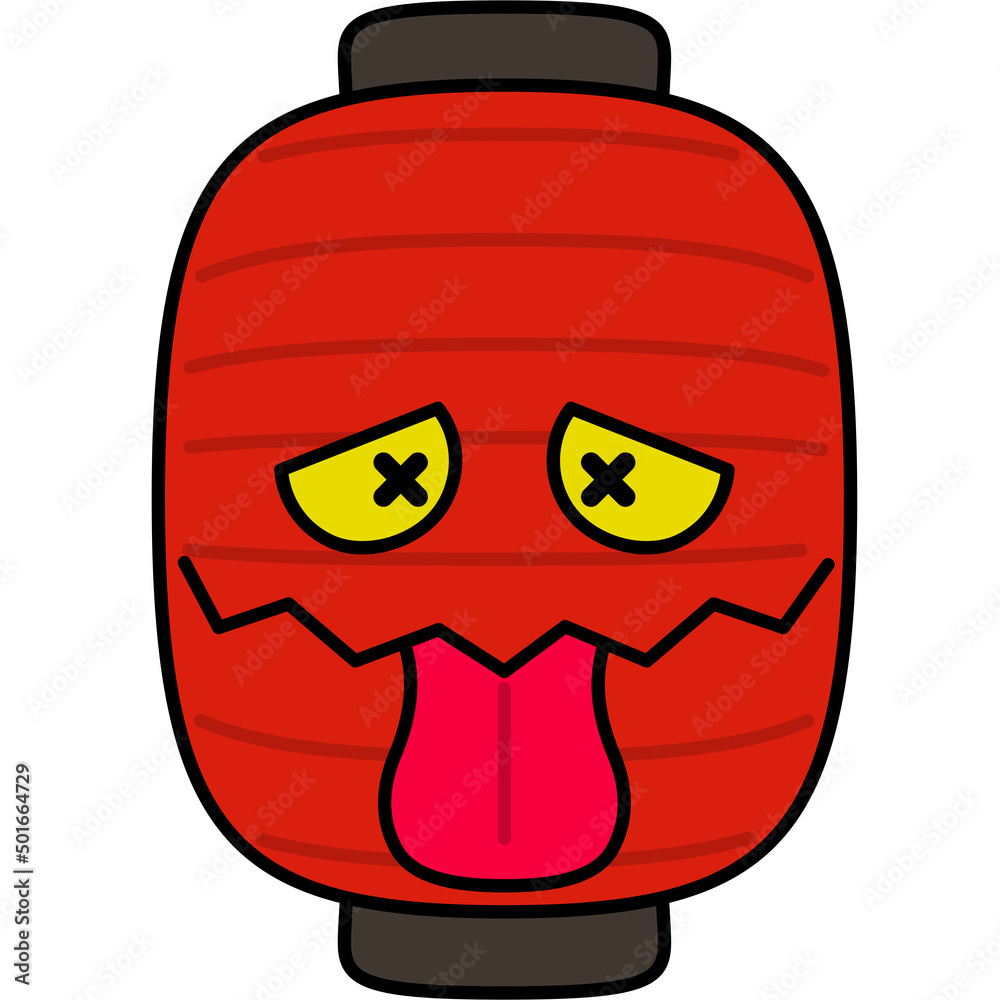 気絶する提灯のお化けのイラスト アウトラインあり Stock Illustration Adobe Stock