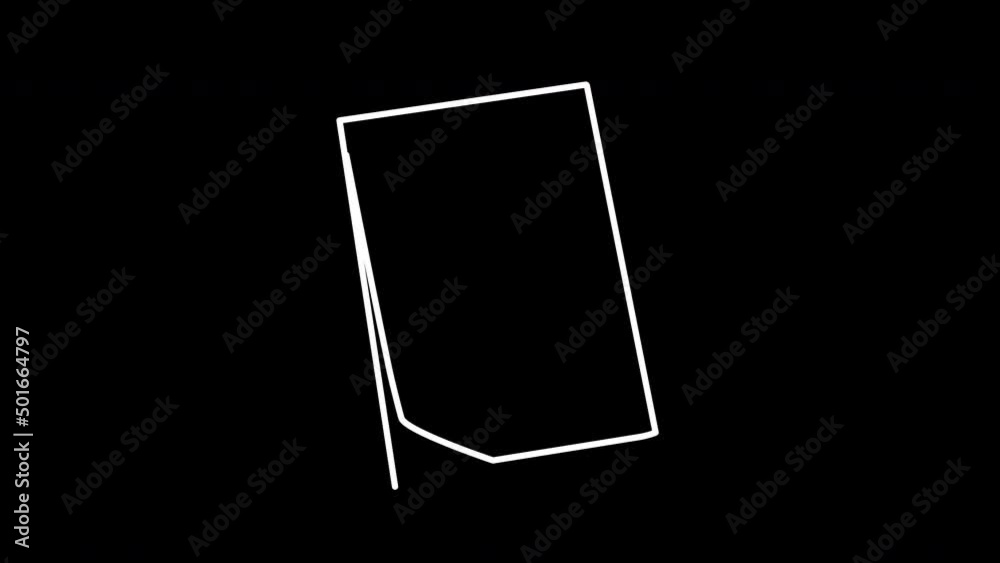 Paper sheet with paper clip and hand written text. Line art. Black background. Paper sheet with paper clip and hand written text. Line art. Black background.