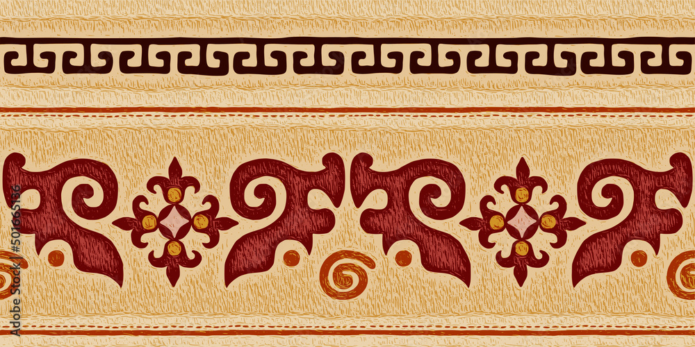 Ethnic background on the theme of Turkic and Scythian art, vector design