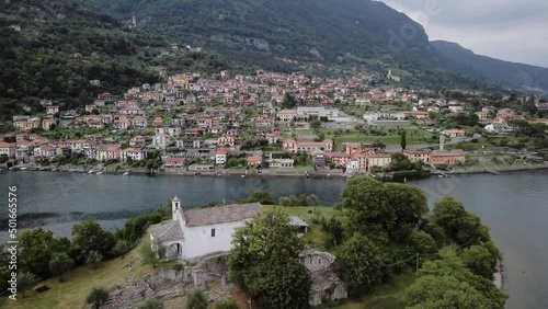 Wallpaper Mural Aerial View of Isola Comacina, Lake Como. Italy. Shot with a rotation motion. Torontodigital.ca