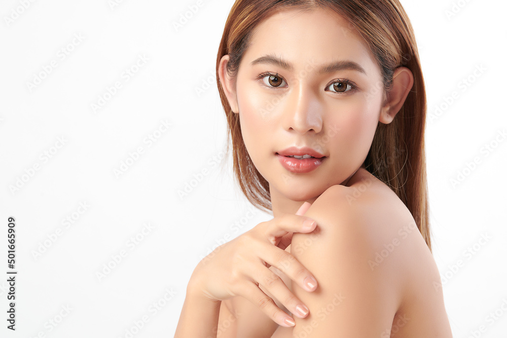 Beautiful young asian woman with clean fresh skin on white background, Face care, Facial treatment, Cosmetology, beauty and spa, Asian women portrait. Beautiful young asian woman with clean fresh skin on white background, Face care, Facial treatment, Cosmetology, beauty and spa, Asian women portrait.