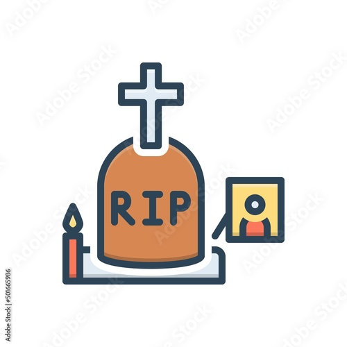 Color illustration icon for funeral