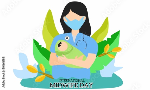 Vector graphic of International day of midwife appreciation for international day of midwife appreciation celebration. flat design. flyer design. flat illustration. May 5.