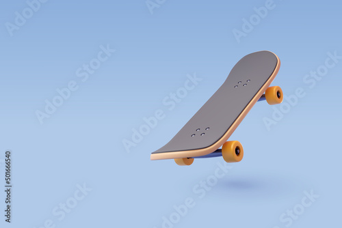 3d Vector Skateboard on blue, Extreme sport and recreation concept.