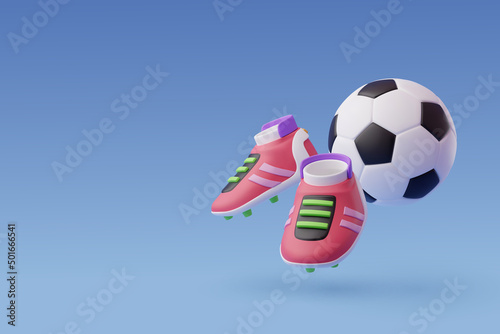 3d Vector Soccer Boots with FootBall ball, Sport and Game competition concept