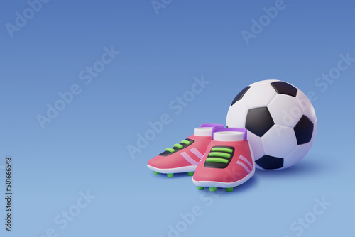 3d Vector Soccer Boots with FootBall ball, Sport and Game competition concept