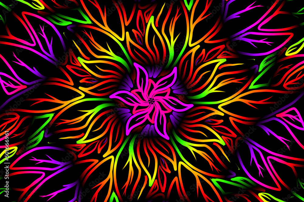 seamless purple and green caleidoscope gradient flower and leaf line art pattern of indonesian culture traditional tenun batik ethnic dayak ornament for wallpaper ads background seamless purple and green caleidoscope gradient flower and leaf line art pattern of indonesian culture traditional tenun batik ethnic dayak ornament for wallpaper ads background