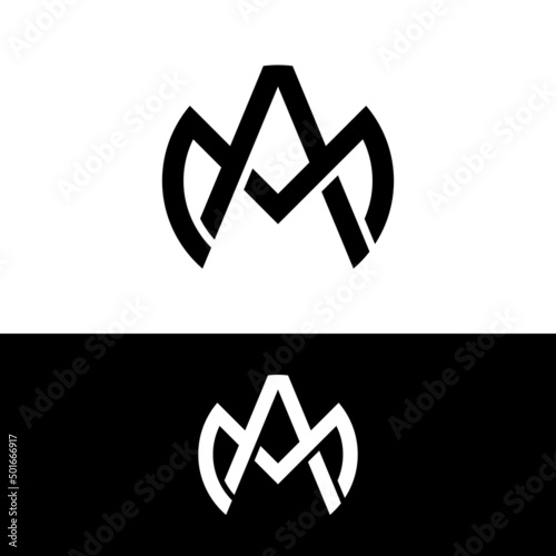 M A MA AM Letter Monogram Initial  Logo Design Template. Suitable for General Sports Fitness Construction Finance Company Business Corporate Shop Apparel in Simple Modern Style Logo Design.