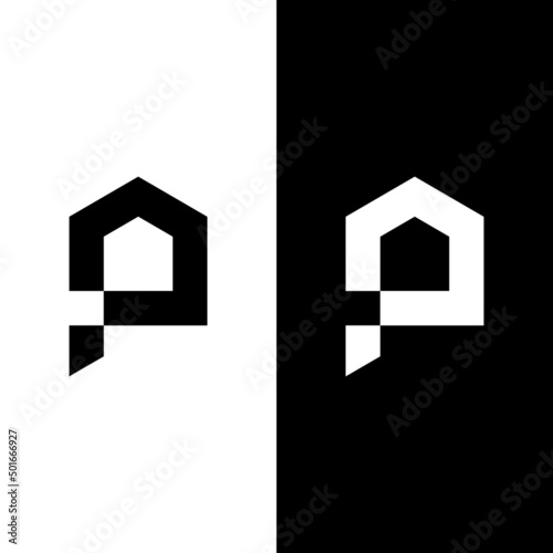 Letter Monogram Initial P House  Logo Design Template. Suitable for Real Estate Realty Realtor Property Properties Mortgage Construction Development Management Agent Logo Design.