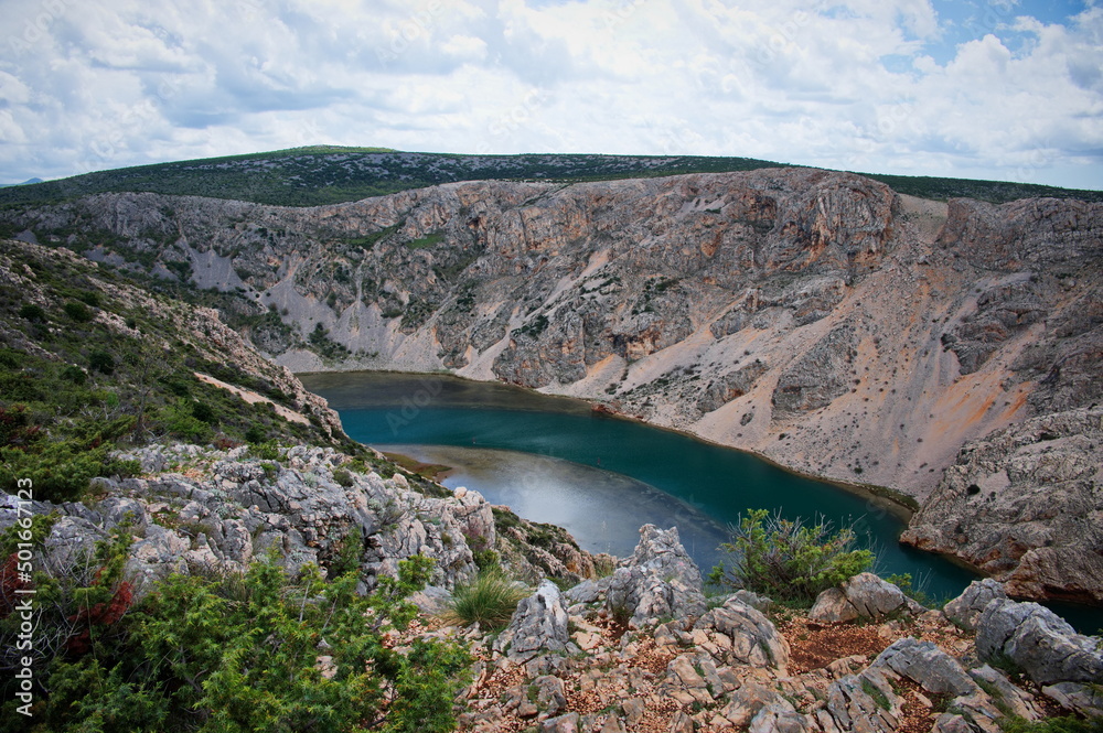 Scenic view of the river from the edge of canyon Scenic view of the river from the edge of canyon