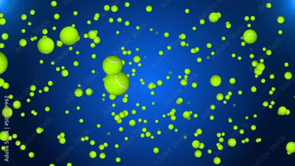 4K 3D Tennis ball flies up and Falling down on a black loop background. Sport activity for wellbeing and professional lifestyle concept. Healthy lifestyle and wellbeing. Modern sport activity concept.