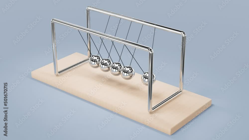 Newton's cradle - a device with swinging spheres - 3d rendering seamless looped animation
Newton's cradle - a device with swinging spheres - 3d rendering seamless looped animation