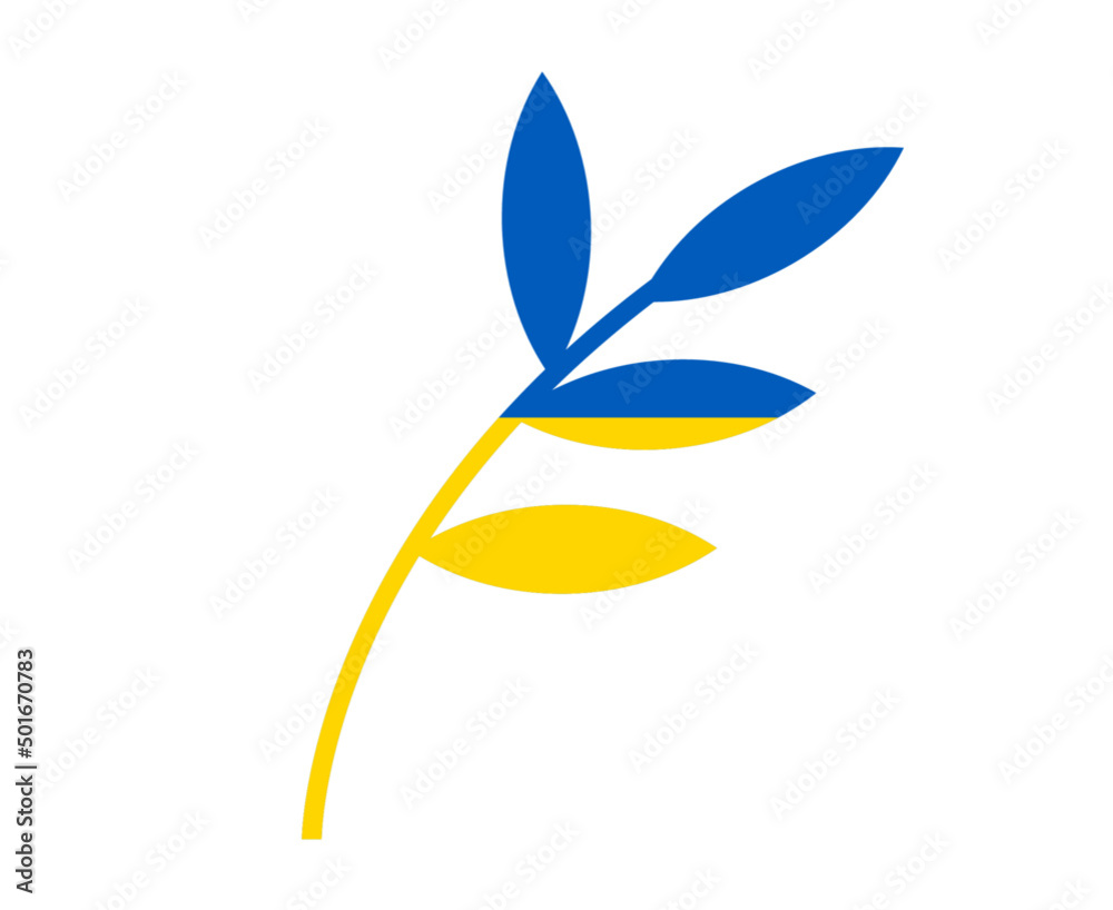 Ukraine Tree Leaves Flag Emblem Design National Europe Abstract Symbol Vector illustration