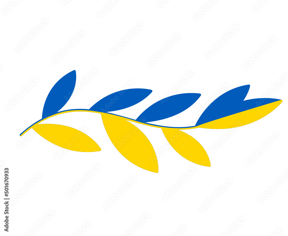 Ukraine Tree Leaves Flag Emblem National Europe Abstract Symbol Vector illustration Design