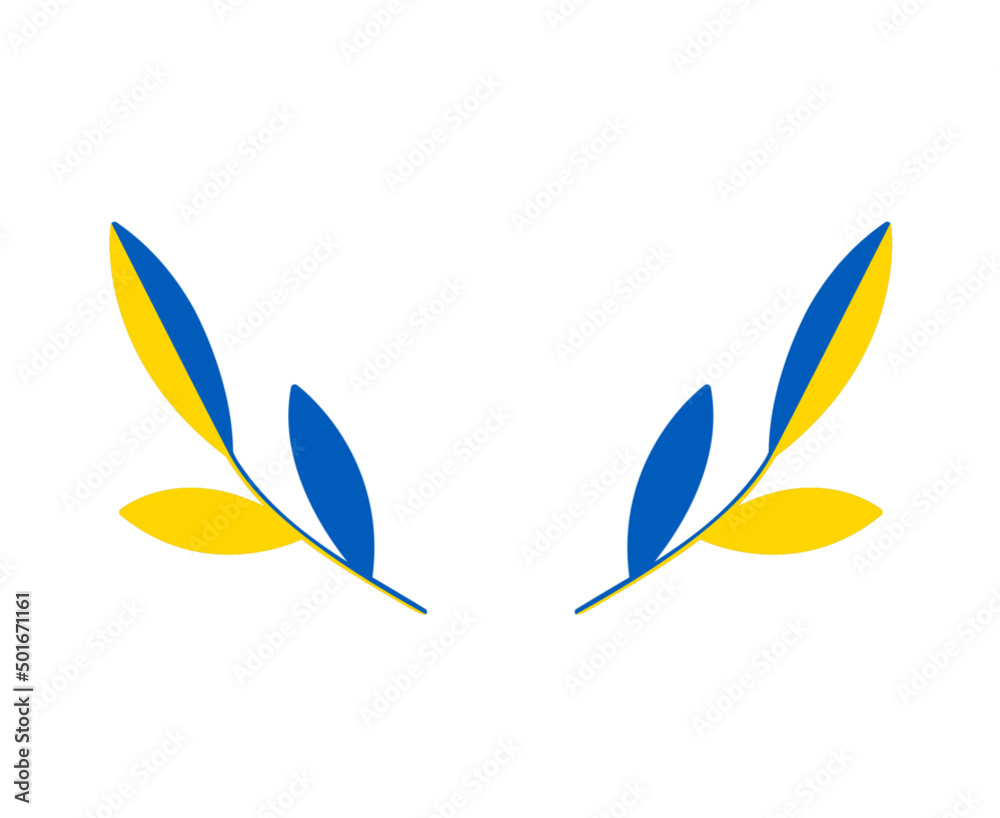 Ukraine Tree Leaves Emblem Flag National Europe Abstract Symbol Vector illustration Design