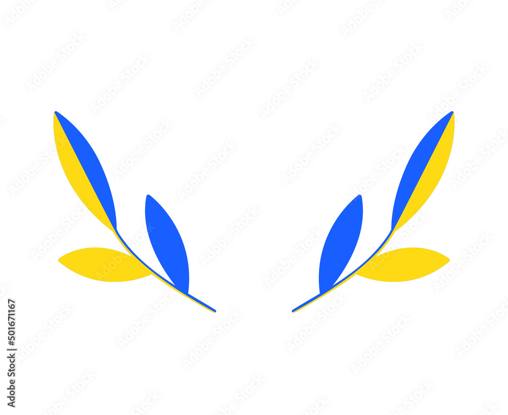 Ukraine Tree Leaves Emblem Flag National Europe Abstract Symbol Vector illustration Design