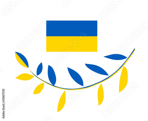 Ukraine Flag And Tree Leaves Emblem National Europe Abstract Symbol Vector illustration Design