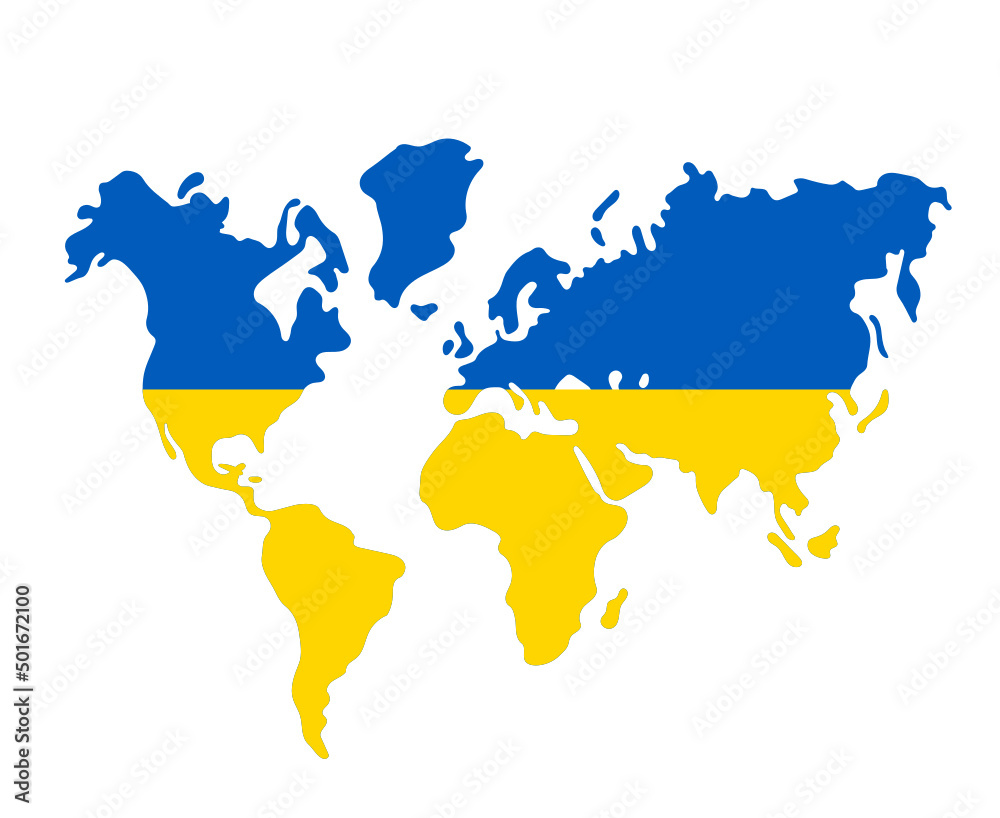 Ukraine World Map Flag Emblem National Europe Abstract Symbol Vector illustration Design