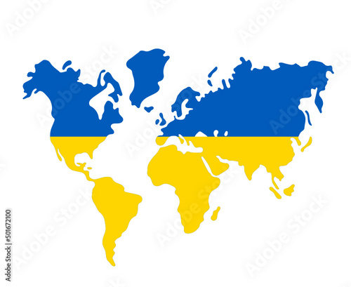 Ukraine World Map Flag Emblem National Europe Abstract Symbol Vector illustration Design