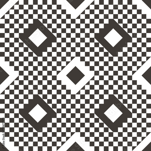 Chessboard with large diamonds inside. Vector with the same cells and rhombuses inside.