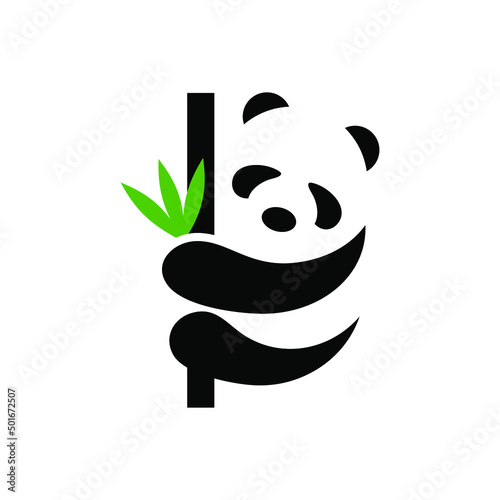 an illustration of a panda logo climbing a bamboo tree