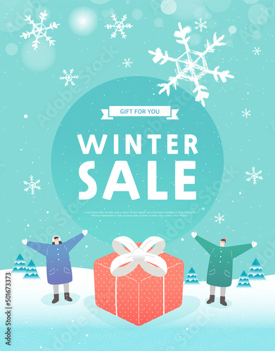winter and christmas sale shopping, holiday sales or Black Friday
