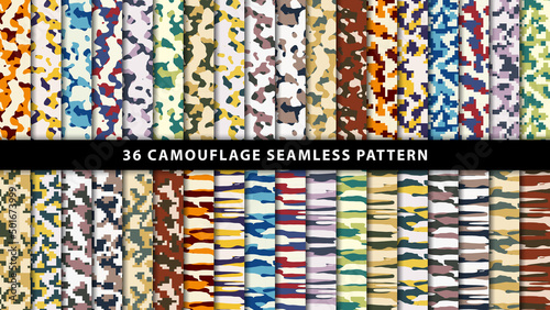 Collection military and army camouflage seamless pattern