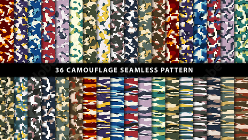 Collection military and army camouflage seamless pattern