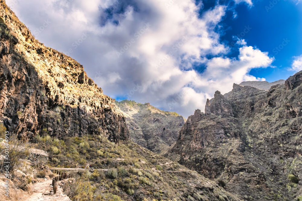 Barranco del Infierno trekking walking path near Adeje on Tenerife, Spain