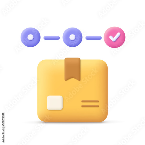 Cardboard box, delivery package, shipping box. Transportation, delivery, shipping concept. 3d vector icon. Cartoon minimal style.