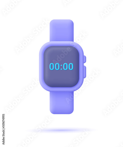 Smart watch device. Smart watch technology. 3d vector icon. Cartoon minimal style.