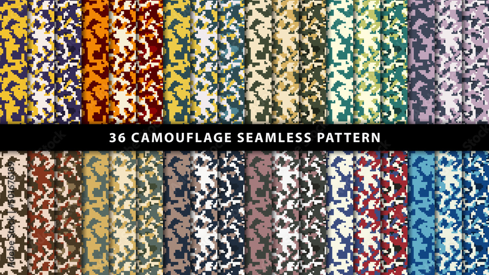 Collection military and army camouflage seamless pattern Collection military and army camouflage seamless pattern
