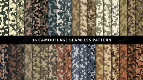 Collection military and army camouflage seamless pattern