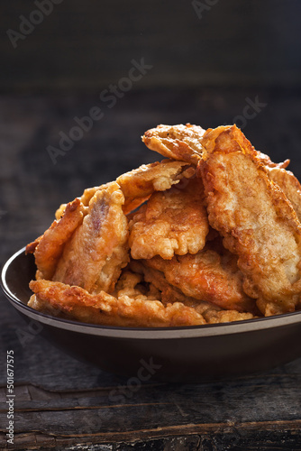 Fried chicken chop, Ukrainian cuisine. Photo of food on a white background