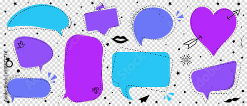 Speech Bubble Icons Set - Colorful Vector Illustrations Isolated On Transparent Background