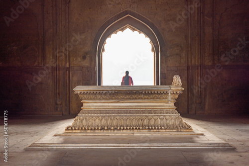 Marble cenotaph in Safdarjung's Tomb in Delhi, India photo