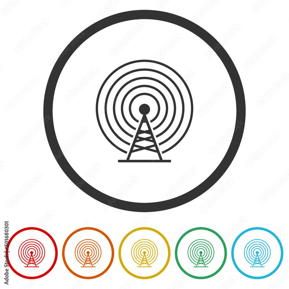 Antenna icon isolated on white background. Set icons colorful Antenna icon isolated on white background. Set icons colorful