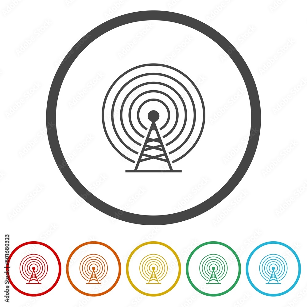 Antenna icon isolated on white background. Set icons colorful Antenna icon isolated on white background. Set icons colorful