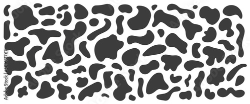 Abstract liquid shapes collection. Black random blob elements isolated on white