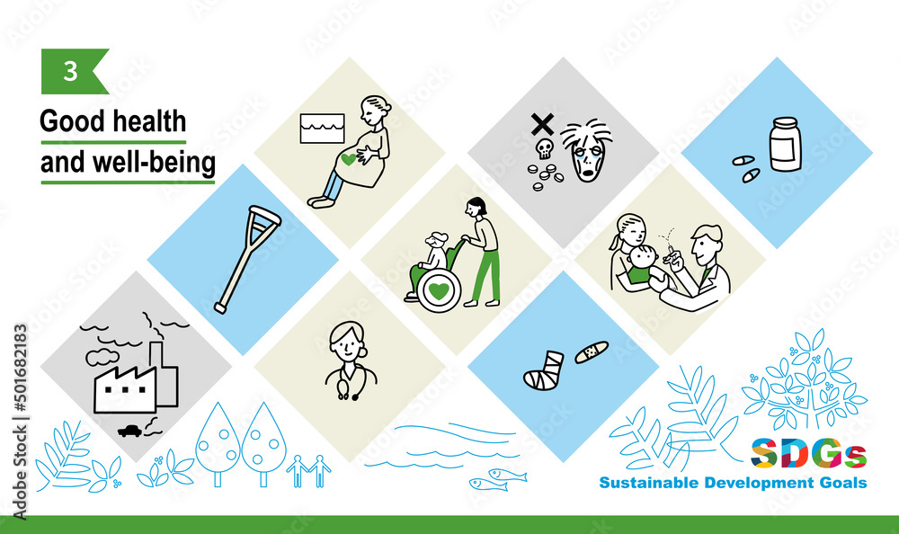 Sdgsのイメージイラスト Goal3 Stock Vector Adobe Stock