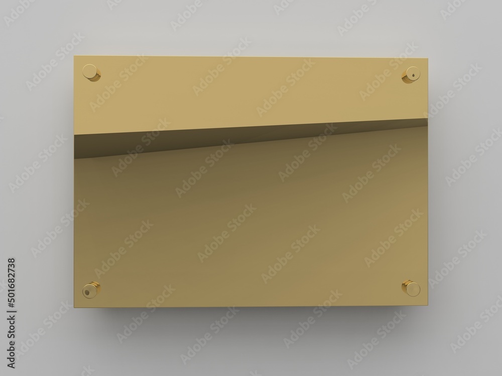 Blank A4 polished gold metal plate. Office corporate Signage plate Mock ...