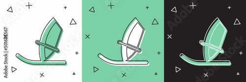 Set Windsurfing icon isolated on white and green, black background. Vector